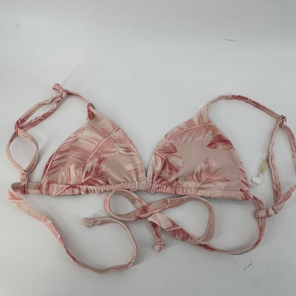 Show Me Your Mumu Size M Tropical Leaf Triangle Bikini Top Pink Green Reversible - Picture 2 of 3